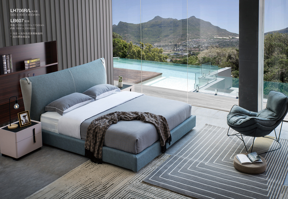 Nordic Möbel Luxus High-End Design Stoff Erwachsene Doppelverstellbares Schlafzimmerbett