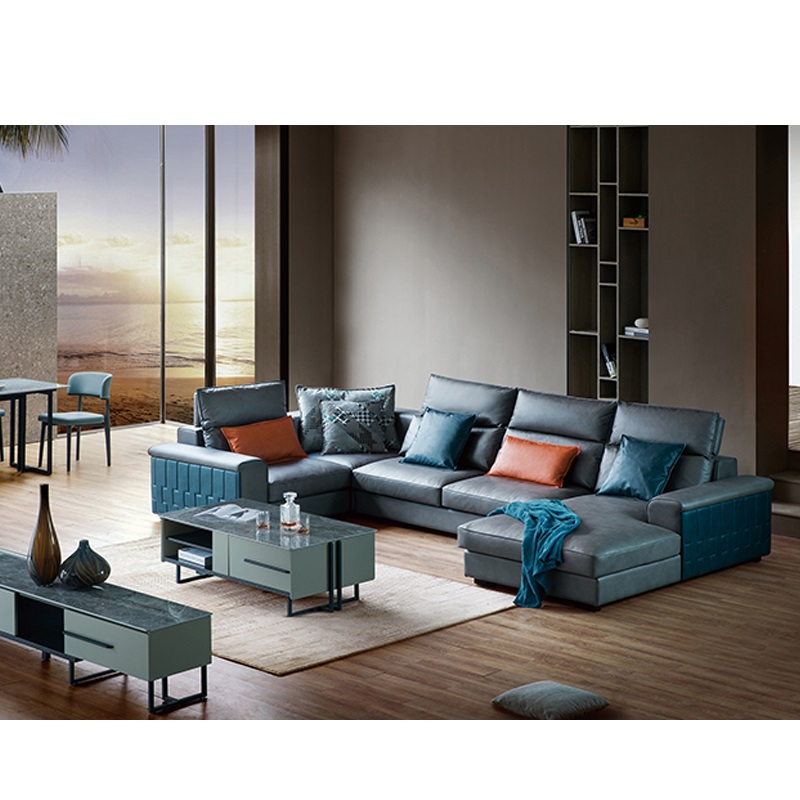 2021 Heißer Verkauf Europäische und amerikanische Ferienwohnung Innen Leder Sofa Set Modisches Wohnzimmer Komfortables Sofa