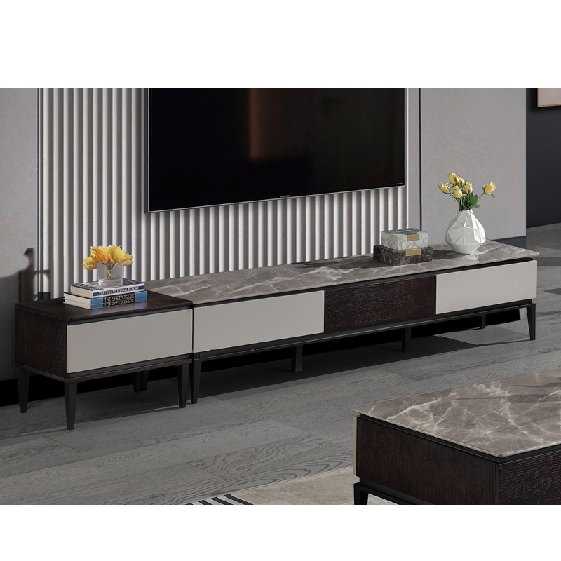 Neues Produkt Wohnzimmer Kabinett Modern Glas Stahl Stein TV Stand Möbel